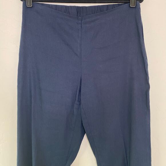 J. Jill Linen Stretch Navy Blue Straight Leg Pants Medium - Picture 2 of 11